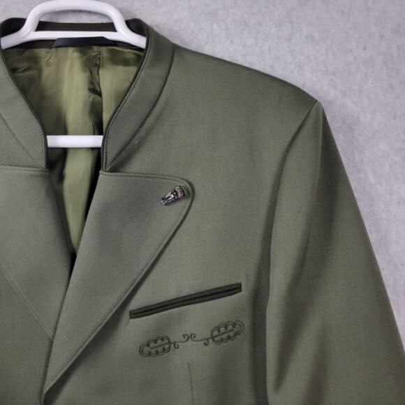 Vtg Kastell 100% Wool Green LS Button Up Trachten Jacket Men's 42 - Picture 3 of 16